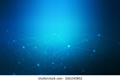 Dark BLUE vector pattern with spheres, triangles. Design with connection of dots and lines on colorful background. Beautiful design for your business advert.