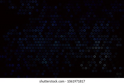 Dark BLUE vector  pattern with spheres. Glitter abstract illustration with blurred drops of rain. Pattern can be used as texture of water, rain drops.