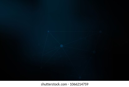 Dark BLUE vector pattern with spheres, triangles. Modern abstract colorful illustration with spheres and lines. Pattern can be used for beautiful websites.