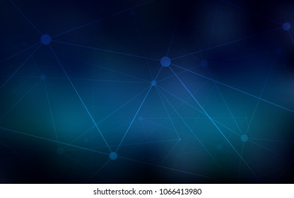 Dark BLUE vector pattern with spheres, triangles. Colorful illustration with circles and lines in futuristic style. Beautiful design for your business advert.