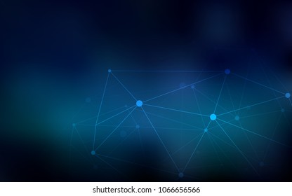 Dark BLUE vector pattern with spheres, triangles. Decorative design in abstract style with triangle structure. Pattern can be used as texture of wallpapers.