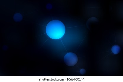 Dark BLUE vector pattern with spheres, triangles. Decorative design in abstract style with triangle structure. Pattern can be used as texture of wallpapers.