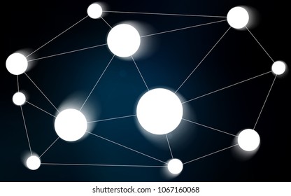 Dark BLUE vector pattern with spheres, triangles. Modern abstract colorful illustration with spheres and lines. Completely new template for your brand book.