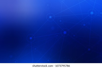 Dark BLUE vector pattern with spheres, triangles. Design with connection of dots and lines on colorful background. Pattern can be used for ads, leaflets.