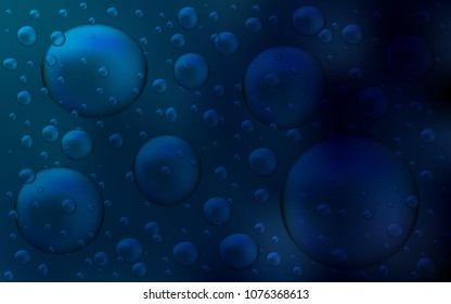 Dark BLUE vector pattern with spheres. Glitter abstract illustration with blurred drops of rain. Completely new template for your brand book.