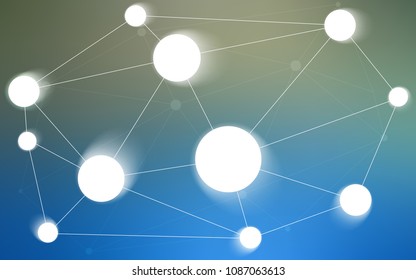 Dark BLUE vector pattern with spheres, triangles. Abstract illustration with colorful discs and triangles. Pattern can be used for futuristic ad, booklets.