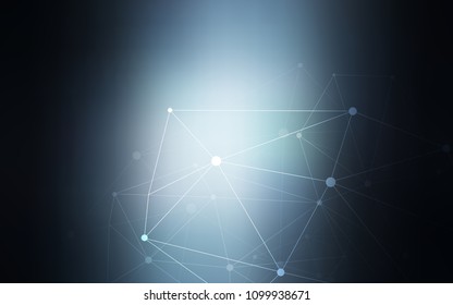 Dark BLUE vector pattern with spheres, triangles. Abstract illustration with colorful discs and triangles. Pattern can be used for ads, leaflets.