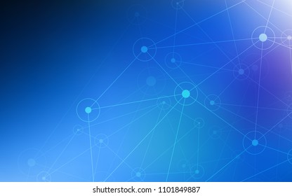 Dark BLUE vector pattern with spheres, triangles. Illustration with set of colorful abstract circles and lines. Beautiful design for your business advert.