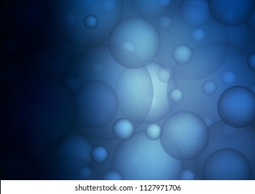 Dark BLUE vector pattern with spheres. Blurred bubbles on abstract background with colorful gradient. The pattern can be used for aqua ad, booklets.