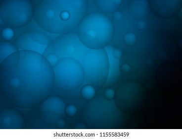 Dark BLUE vector pattern with spheres. Beautiful colored illustration with blurred circles in nature style. Completely new template for your brand book.