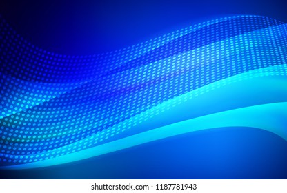 Dark BLUE vector pattern with spheres, triangles. Design with connection of dots and lines on colorful background. Template for business cards, websites.
