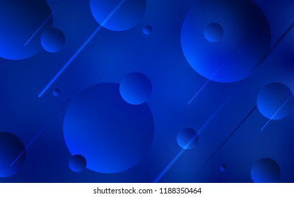 Dark BLUE vector pattern with spheres. Blurred decorative design in abstract style with bubbles. Pattern can be used for futuristic ad, booklets.