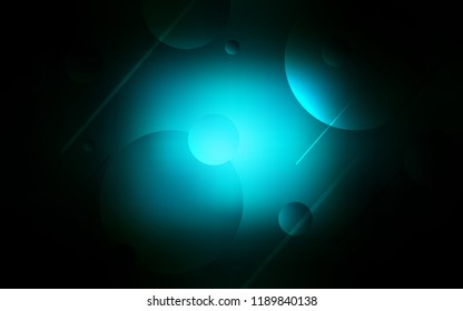 Dark BLUE vector pattern with spheres. Blurred bubbles on abstract background with colorful gradient. Pattern can be used for ads, leaflets.