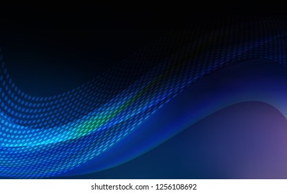 Dark BLUE vector pattern with spheres, triangles. Glitter abstract illustration with connection of triangle structure. Pattern for futuristic ad, booklets.