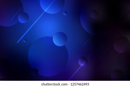 Dark BLUE vector pattern with spheres. Modern abstract illustration with colorful water drops. Completely new template for your brand book.