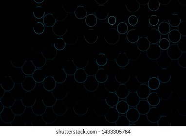 Dark BLUE vector pattern with spheres. Blurred decorative design in abstract style with bubbles. Pattern of water, rain drops.