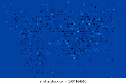 Dark BLUE vector pattern with spheres. Abstract illustration with colored bubbles in nature style. Pattern for ads, booklets.