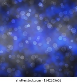 Dark BLUE vector pattern with spheres. Colorful illustration with gradient dots in nature style. Design for posters, banners.