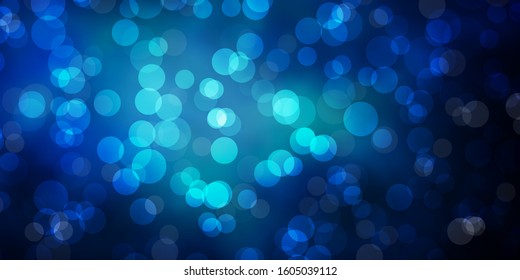 Dark BLUE vector pattern with spheres. Colorful illustration with gradient dots in nature style. Pattern for wallpapers, curtains.