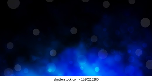 Dark BLUE vector pattern with spheres. Abstract decorative design in gradient style with bubbles. Pattern for websites.