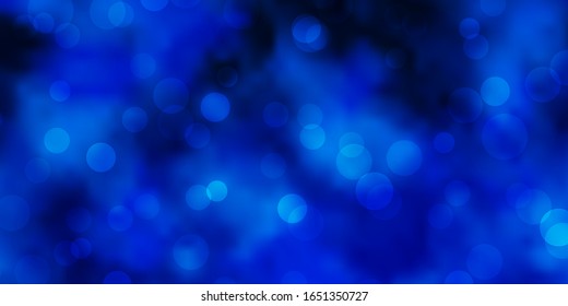 Dark BLUE vector pattern with spheres. Abstract colorful disks on simple gradient background. New template for a brand book.