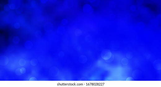 Dark BLUE vector pattern with spheres. Abstract colorful disks on simple gradient background. Design for posters, banners.