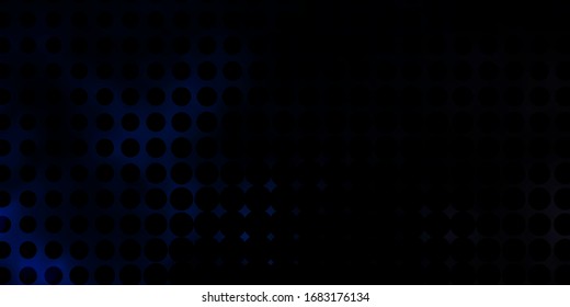 Dark BLUE vector pattern with spheres. Illustration with set of shining colorful abstract spheres. Pattern for business ads.