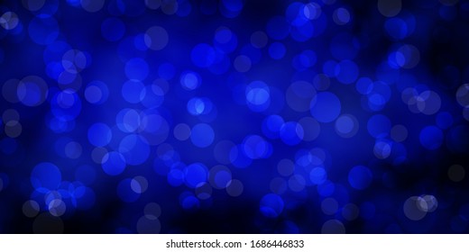 Dark BLUE vector pattern with spheres. Abstract colorful disks on simple gradient background. Design for your commercials.