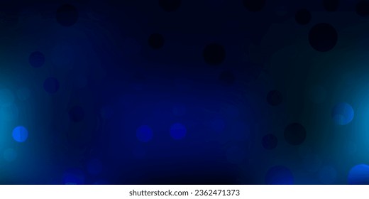Dark blue vector pattern with spheres. Illustration with set of shining colorful abstract spheres. Design for posters, banners.