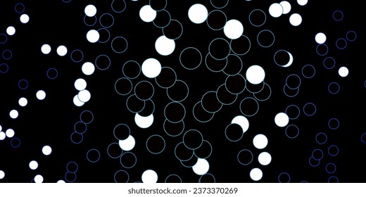 Dark BLUE vector pattern with spheres. Illustration with set of shining colorful abstract spheres. Pattern for business ads.