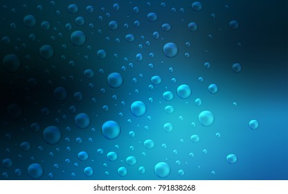 Dark BLUE vector pattern with spheres. Glitter abstract illustration with blurred drops of rain. The pattern can be used for aqua ad, booklets.
