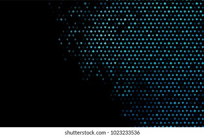 Dark BLUE vector pattern with symbol of cards. Shining illustration with hearts, spades, clubs, diamonds. Pattern for ads of parties, events in Vegas.