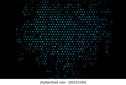 Dark BLUE vector pattern with symbol of cards. Blurred decorative design of hearts, spades, clubs, diamonds. Template for business cards of casinos.