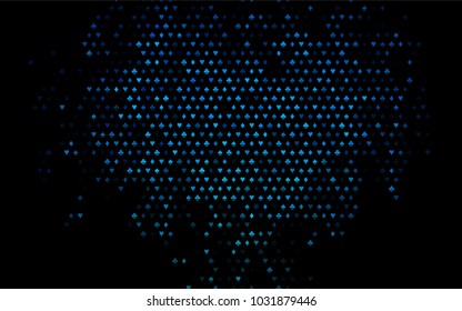Dark BLUE vector pattern with symbol of cards. Glitter abstract sketch with isolated symbols of playing cards. Design for ad, poster, banner of gambling websites.