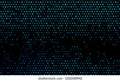 Dark BLUE vector pattern with symbol of cards. Illustration with set of hearts, spades, clubs, diamonds. Smart design for your business advert of casinos.