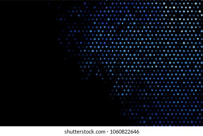Dark BLUE vector pattern with symbol of cards. Glitter abstract sketch with isolated symbols of playing cards. Design for ad, poster, banner of gambling websites.