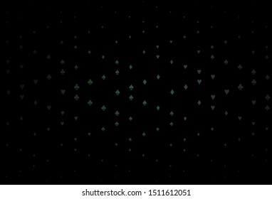 Dark BLUE vector pattern with symbol of cards. Blurred decorative design of hearts, spades, clubs, diamonds. Pattern for ads of parties, events in Vegas.