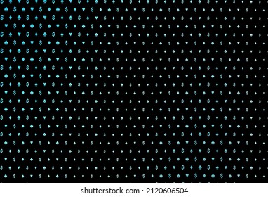 Dark blue vector pattern with symbol of cards. Blurred decorative design of hearts, spades, clubs, diamonds. Smart design for your business advert of casinos.