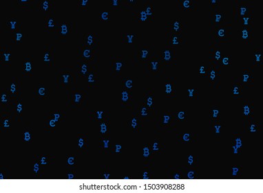 Dark BLUE vector pattern with symbols of currency. Shining colored illustration with currency signs. Design for business advert of economic, wealth.