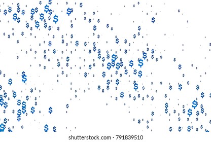 Dark BLUE vector pattern with symbols of dollars. Shining illustration with signs of dollars on abstract template. The pattern can be used for ad, booklets, leaflets of banks