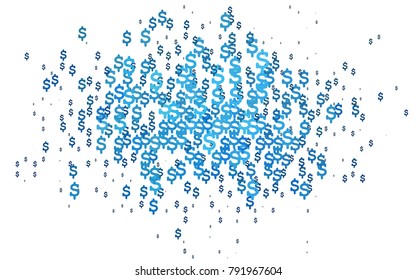 Dark BLUE vector pattern with symbols of dollars. Blurred design in simple style with symbols of dollars. Smart design for your business advert of economic, wealth.