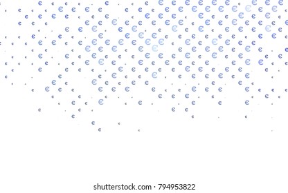 Dark BLUE vector pattern with symbols of Euro. Abstract illustration with colored financial digital symbols. The pattern can be used for ad, booklets, leaflets of banks.