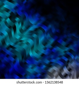 Dark BLUE vector pattern with wry lines. Colorful geometric sample with gradient curves.  Smart design for your promotions.