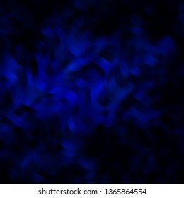 Dark BLUE vector pattern with wry lines. Colorful illustration with curved lines. Best design for your ad, poster, banner.
