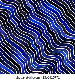 Dark BLUE vector pattern with wry lines. Bright sample with colorful bent lines, shapes. Pattern for ads, commercials.