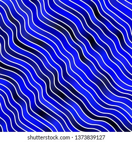 Dark BLUE vector pattern with wry lines. Colorful illustration with curved lines. Template for your UI design.