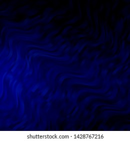 Dark BLUE vector pattern with wry lines. Colorful illustration with curved lines. Pattern for booklets, leaflets.
