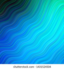 Dark BLUE vector pattern with wry lines. Bright sample with colorful bent lines, shapes. Design for your business promotion.