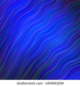 Dark BLUE vector pattern with wry lines. Colorful abstract illustration with gradient curves. Pattern for commercials, ads.