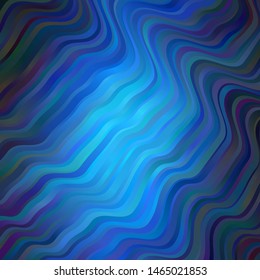 Dark BLUE vector pattern with wry lines. Colorful abstract illustration with gradient curves. Pattern for booklets, leaflets.